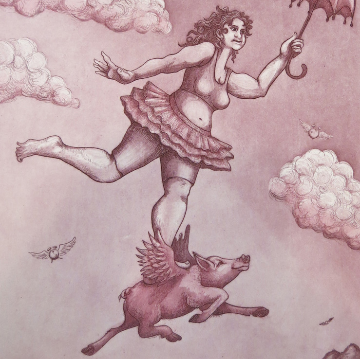 Giantess Rides Her Flying Pig