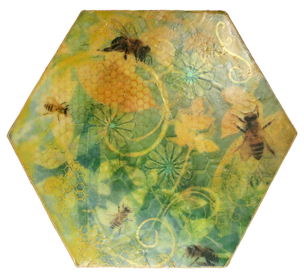 Bee-utiful Day, encaustic on panel